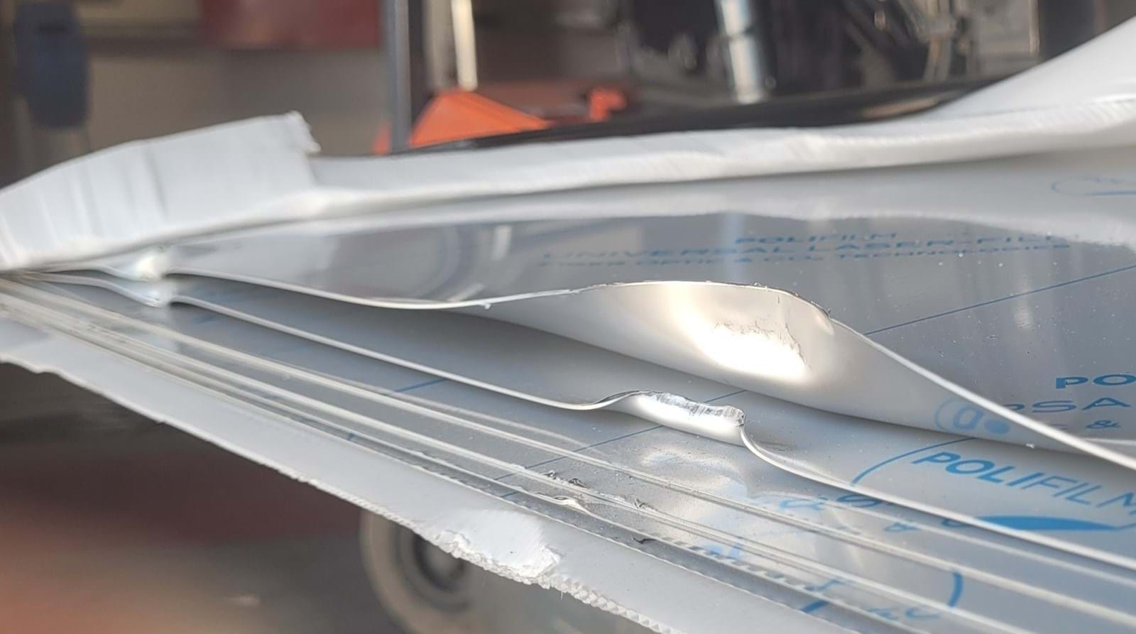 A sheet damaged during handling