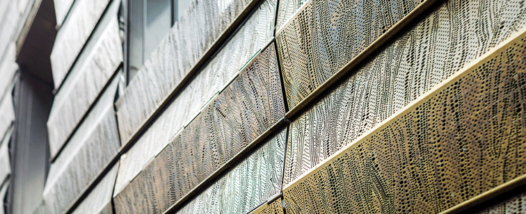 Obložení fasády 1 mm deskami TECU Gold